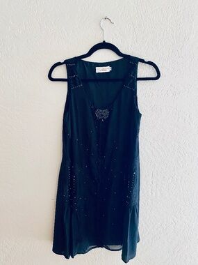 4 Love and Liberty by Johnny Was Black Embellished Dress 100% Silk– New